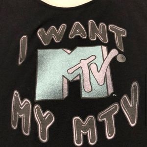 “I Want My MTV” bodysuit in black, size M, NWOT